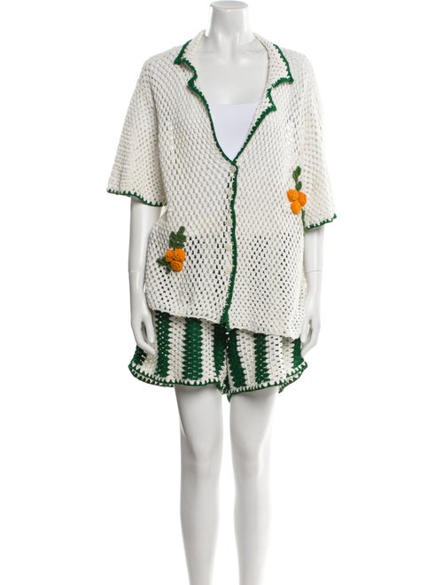 RHODE Lace Pattern Embroidered Accent Short Set