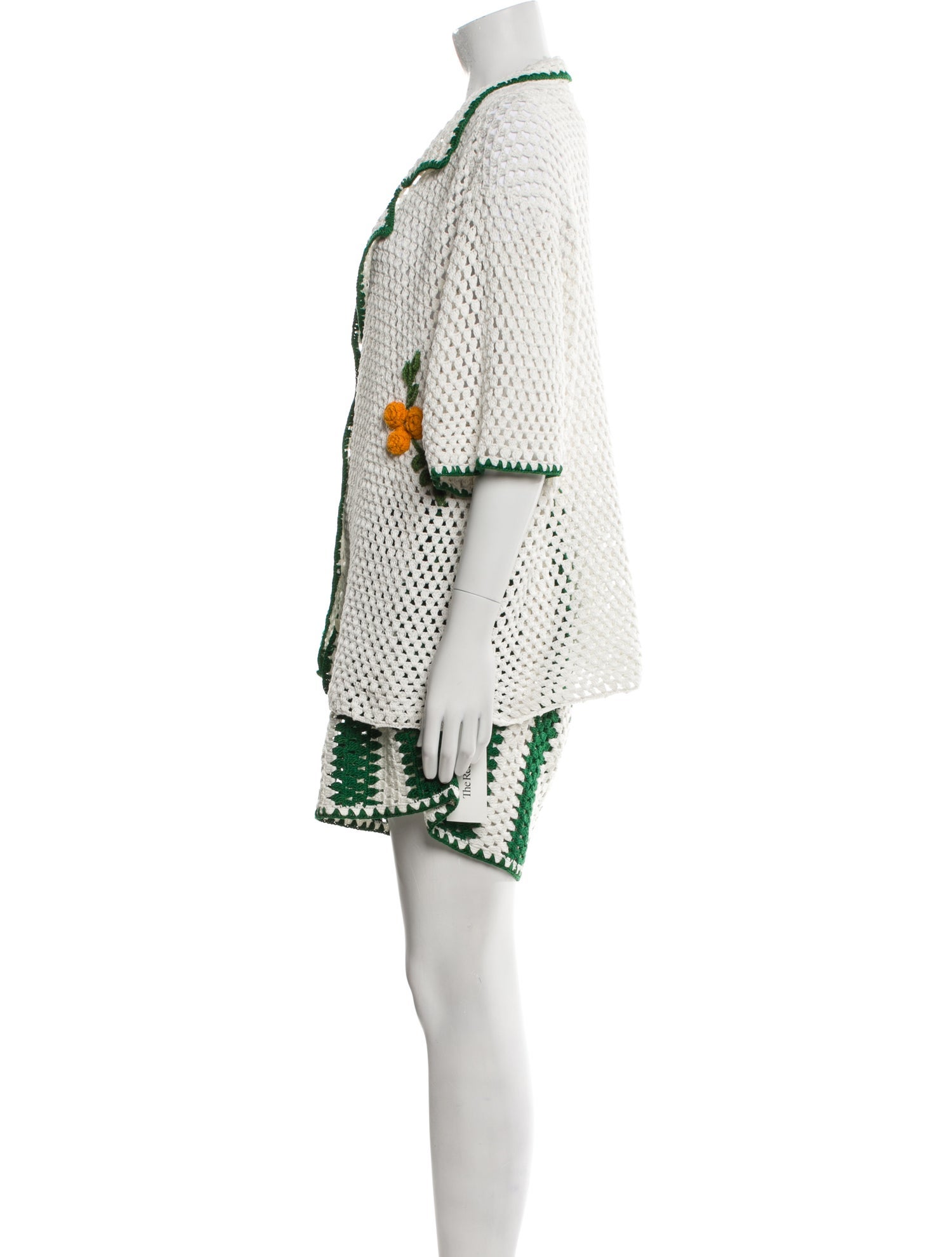 RHODE Lace Pattern Embroidered Accent Short Set