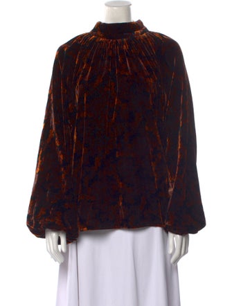 RHODE Printed Mock Neck Blouse