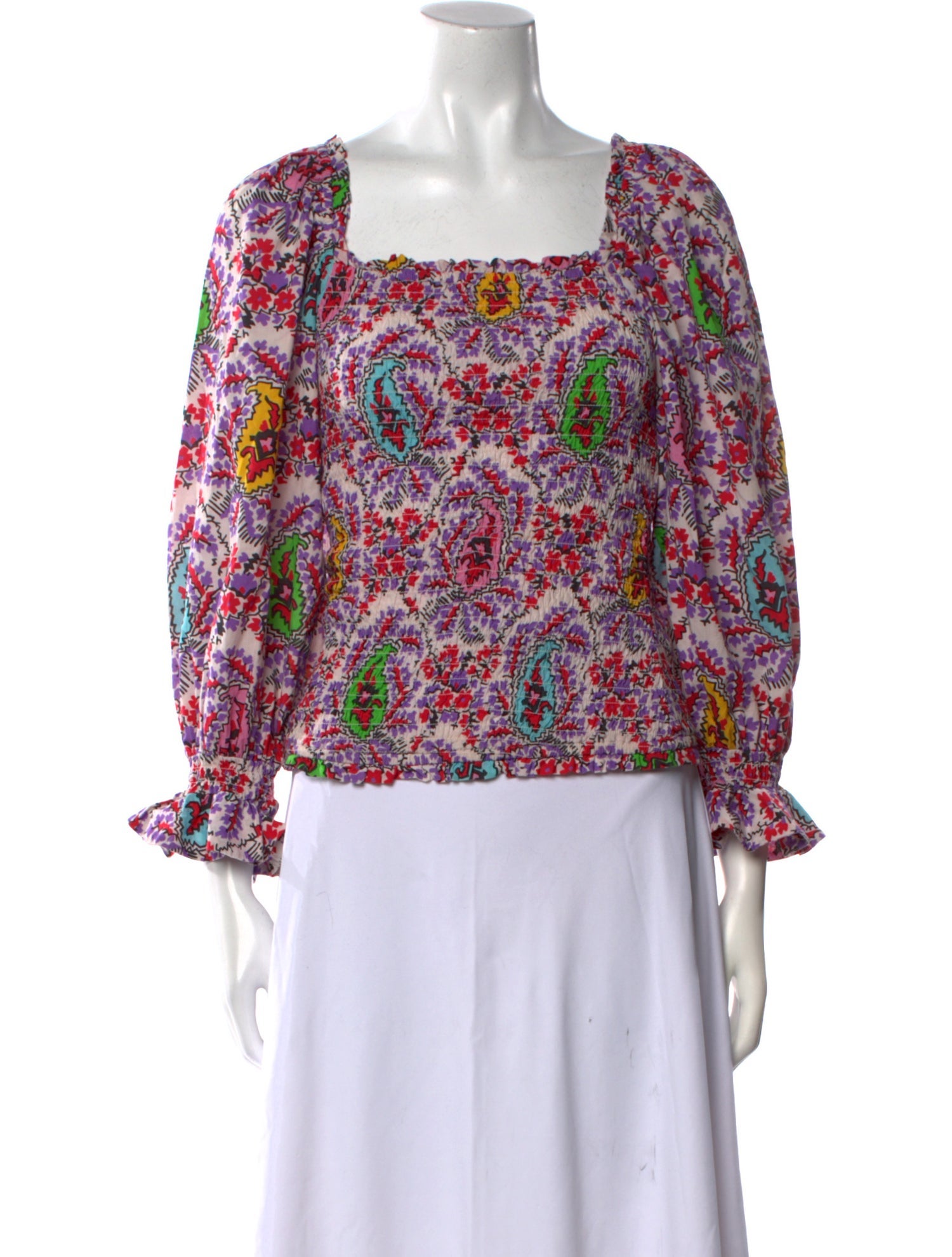 RHODE Paisley Print Square Neckline Blouse