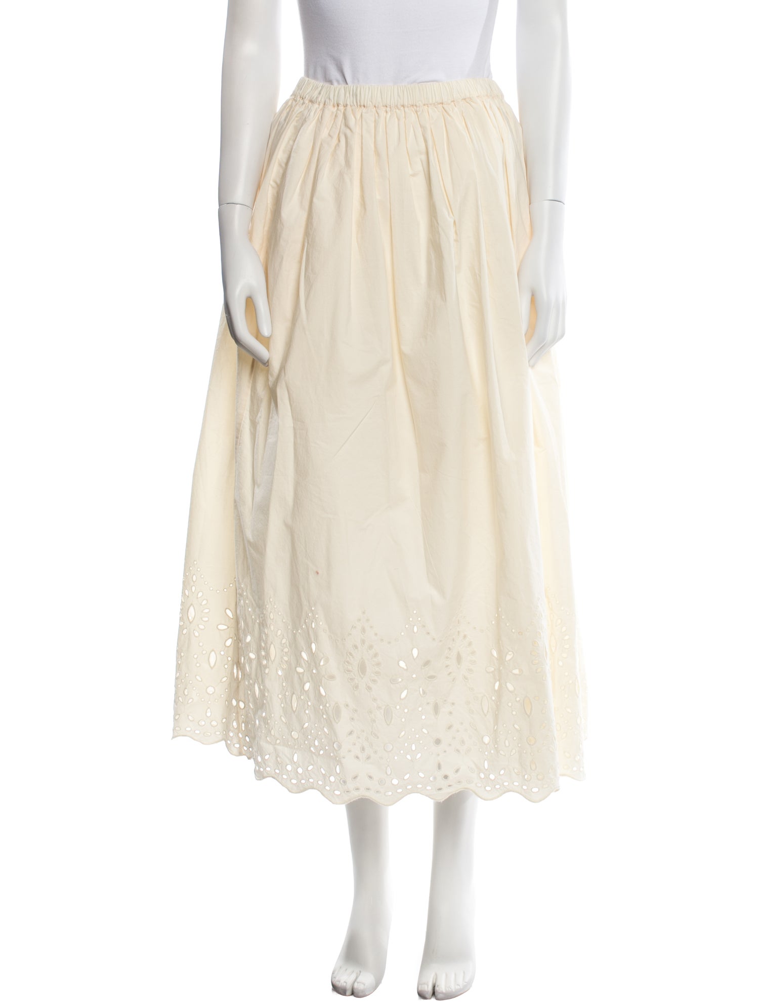 RHODE Eyelet Trim Knee-Length Skirt