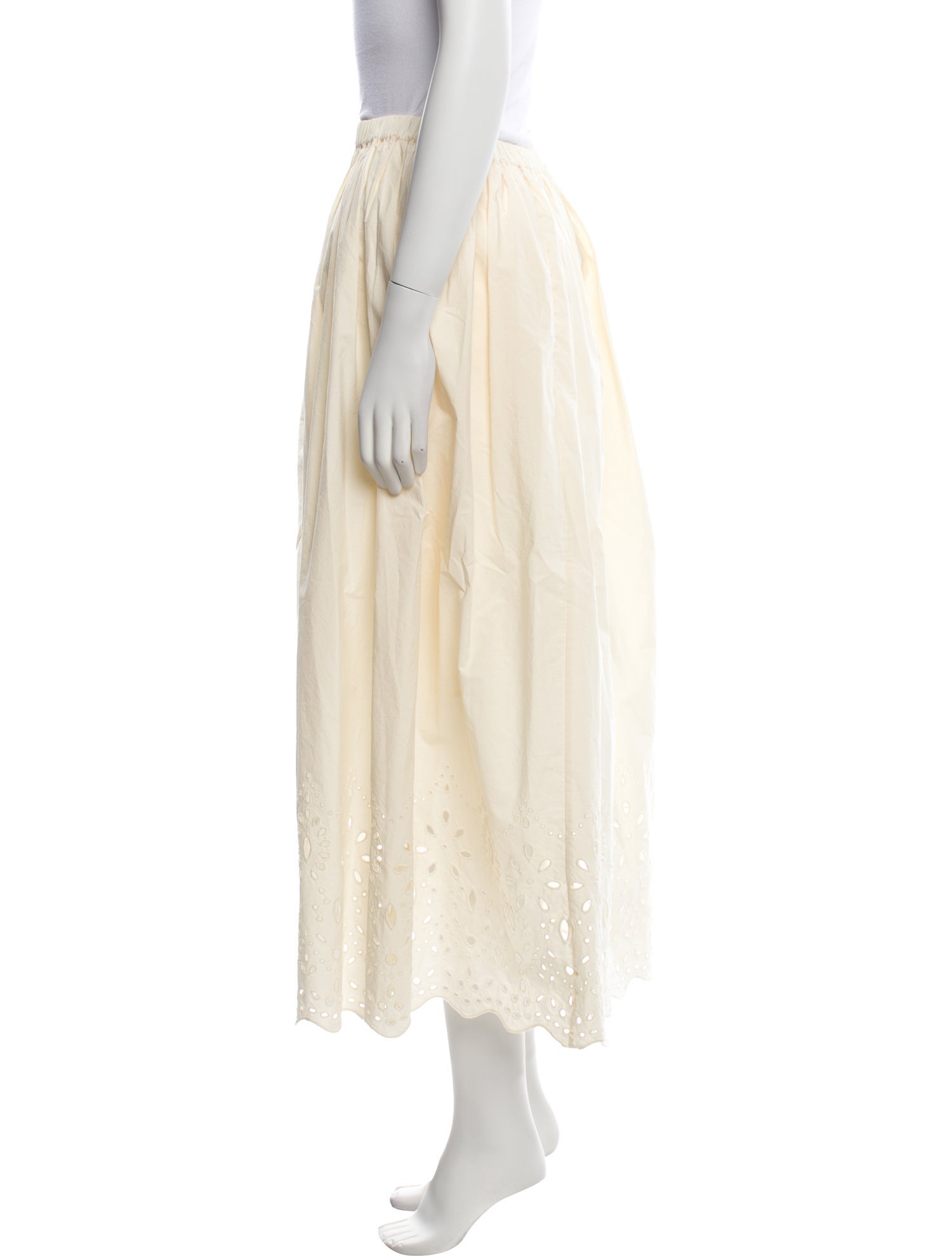 RHODE Eyelet Trim Knee-Length Skirt