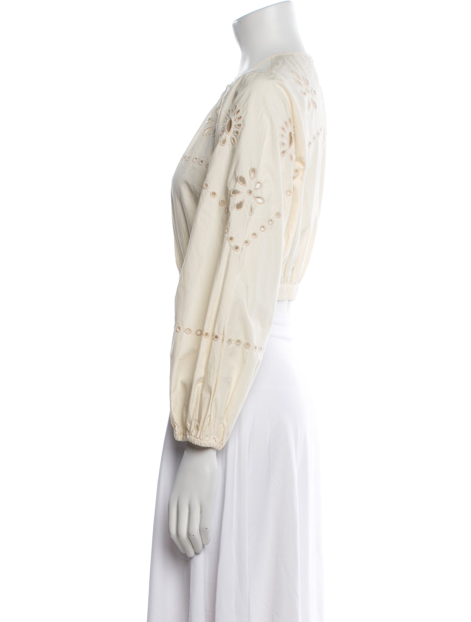 RHODE Crew Neck Three-Quarter Sleeve Crop Top