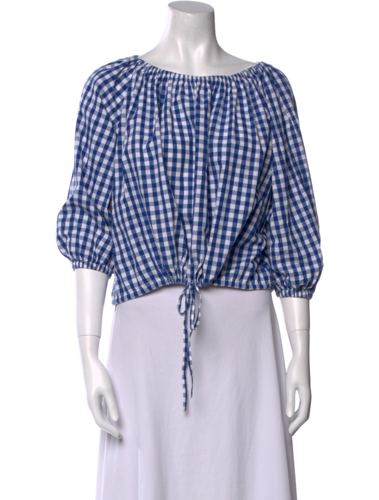 RHODE Plaid Print Bateau Neckline Crop Top