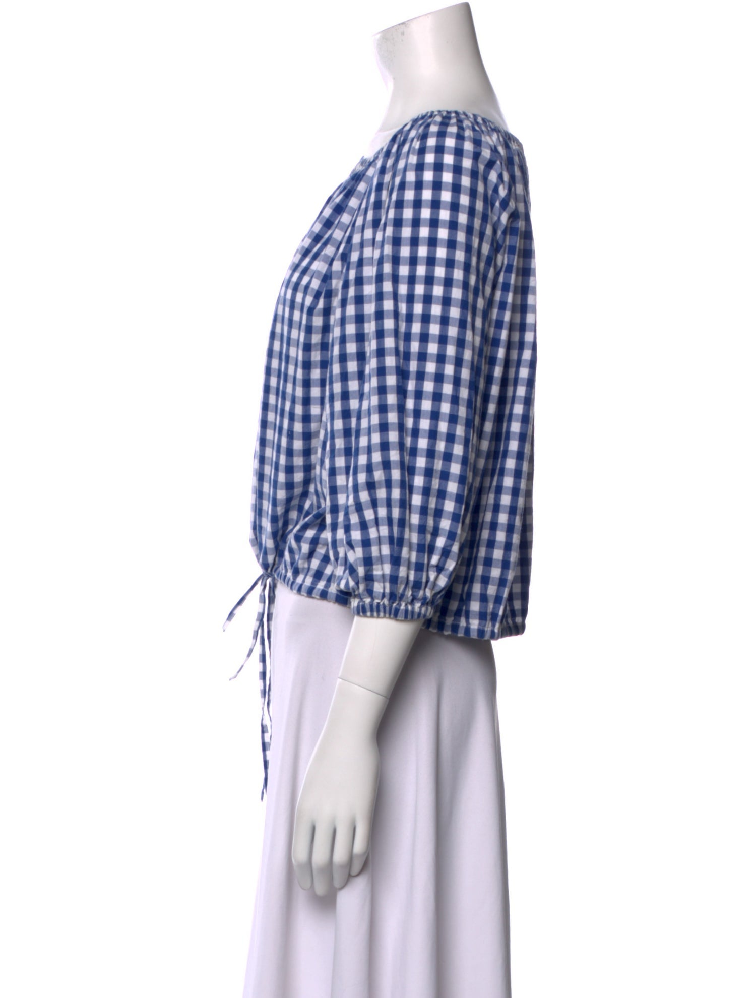 RHODE Plaid Print Bateau Neckline Crop Top