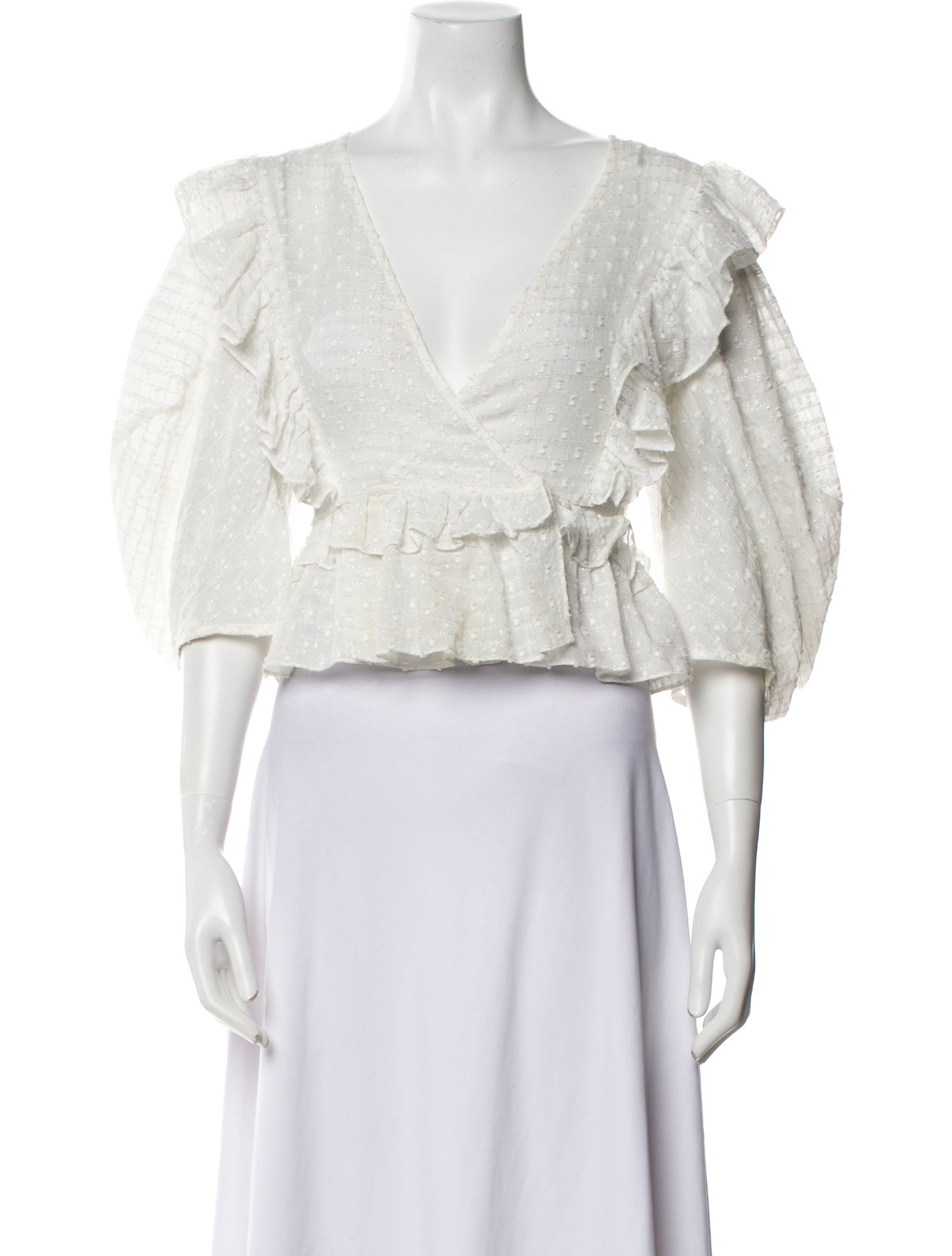 RHODE V-Neck Three-Quarter Sleeve Crop Top