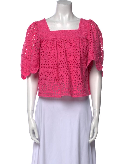 RHODE Lace Pattern Square Neckline Crop Top