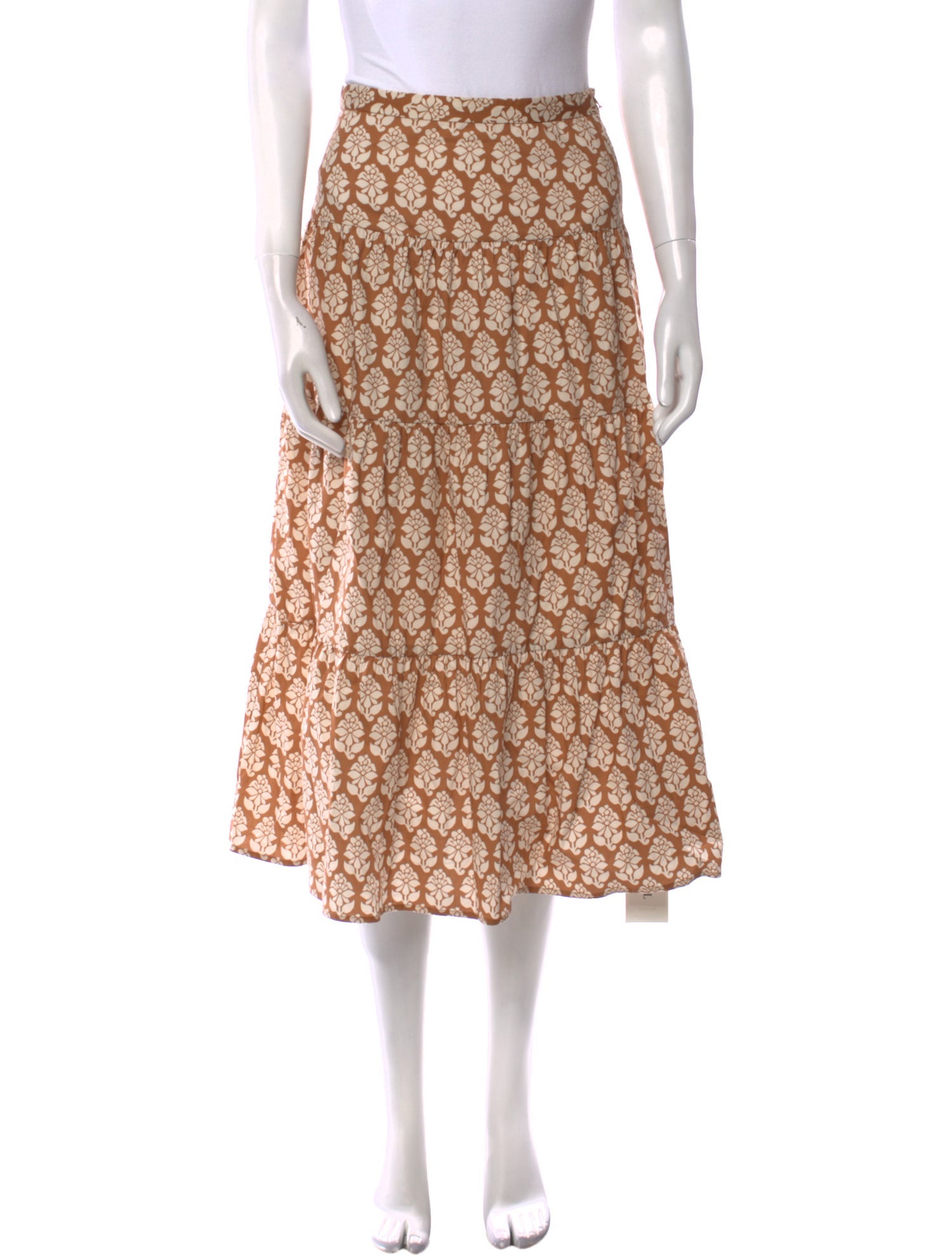 RHODE Floral Print Midi Length Skirt