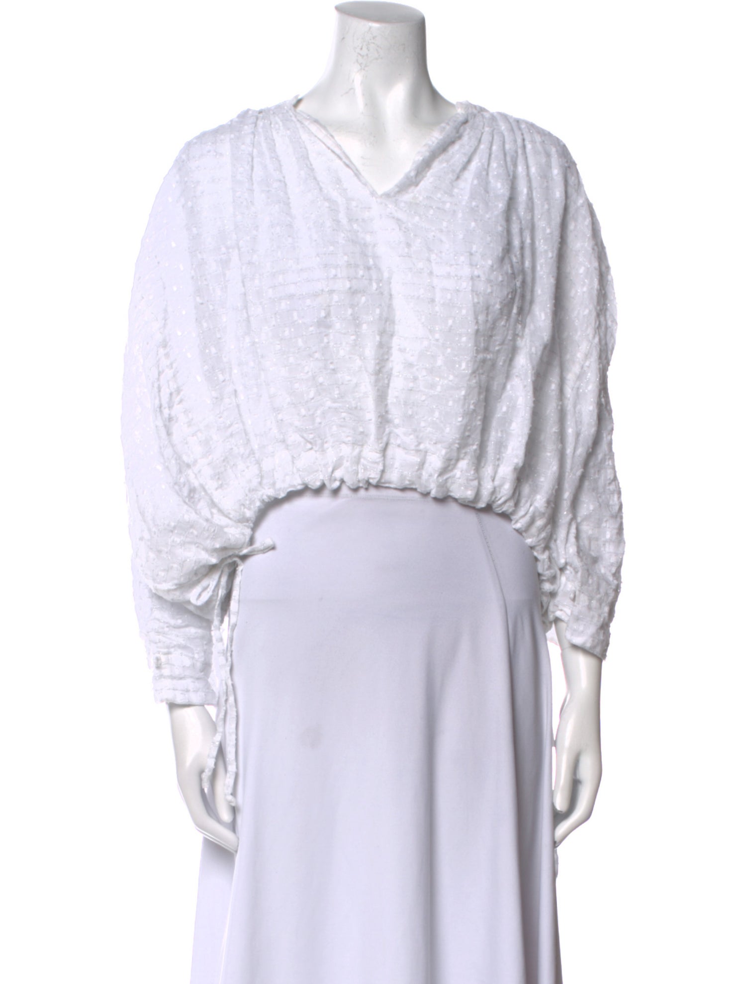 RHODE V-Neck Three-Quarter Sleeve Crop Top