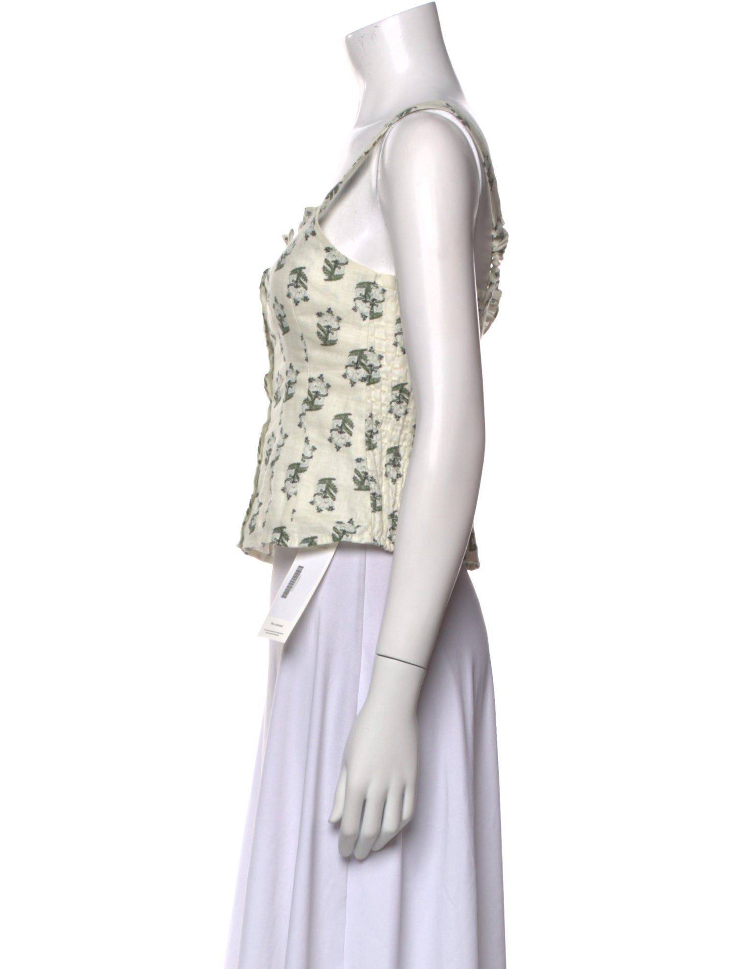 RHODE Linen Floral Print Crop Top