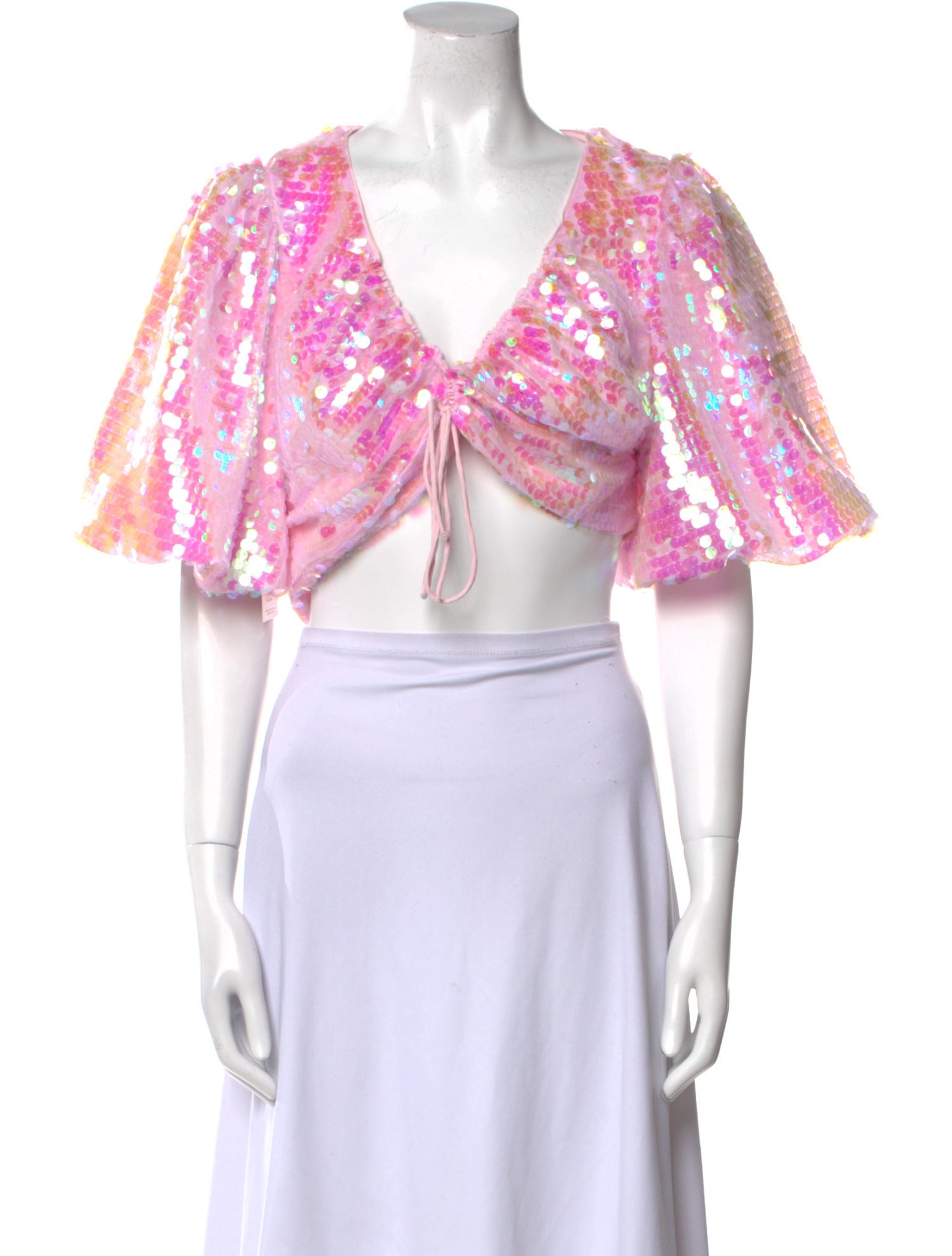 RHODE Floral Print V-Neck Crop Top