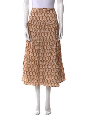 RHODE Floral Print Midi Length Skirt