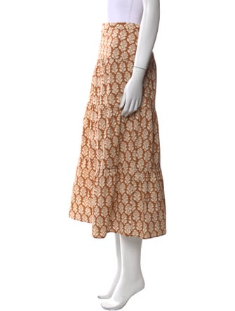 RHODE Floral Print Midi Length Skirt