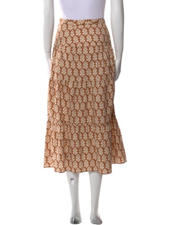 RHODE Floral Print Midi Length Skirt
