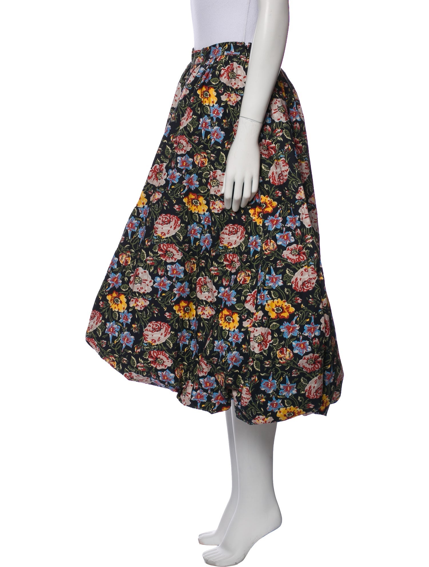 RHODE Floral Print Midi Length Skirt