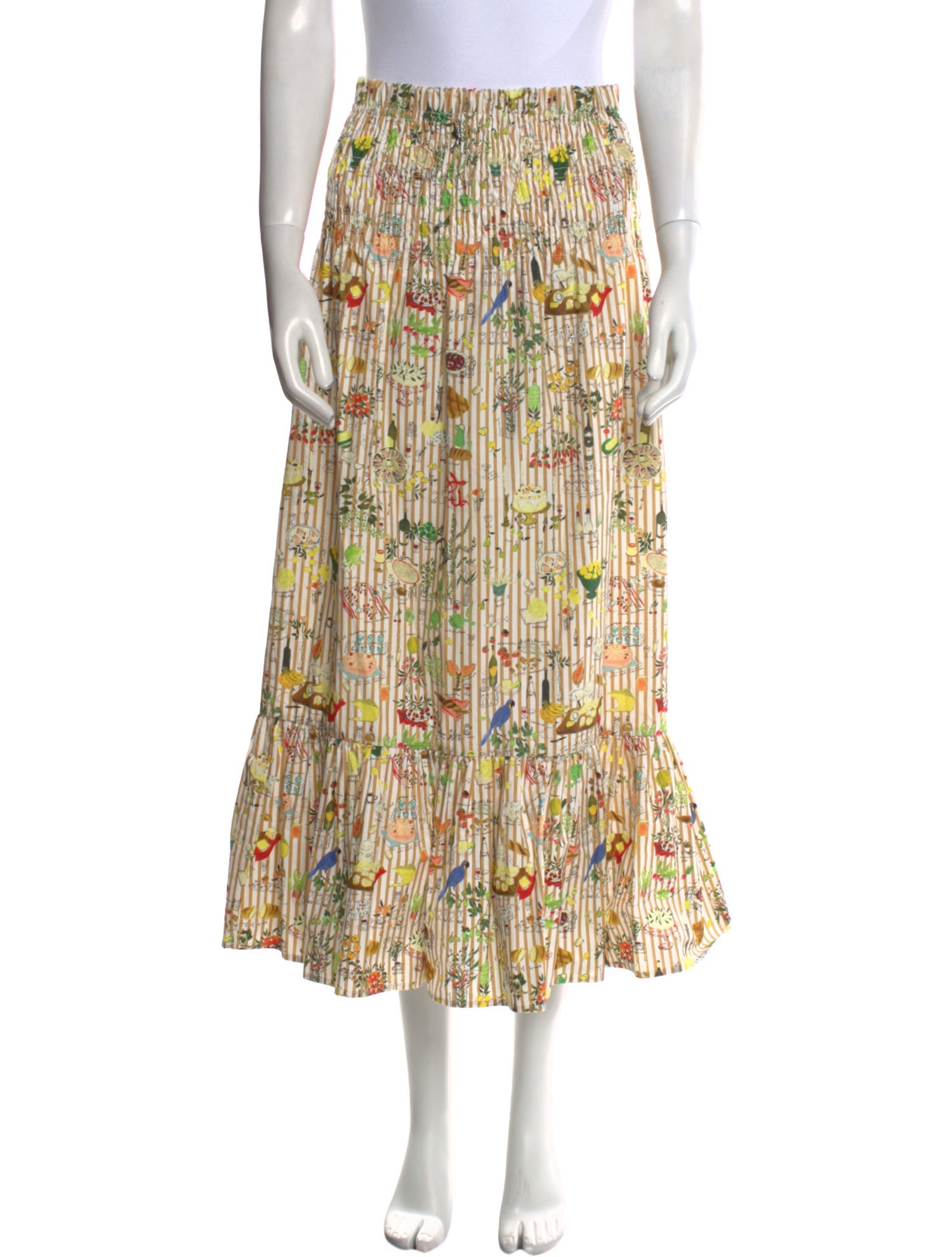 RHODE Printed Midi Length Skirt