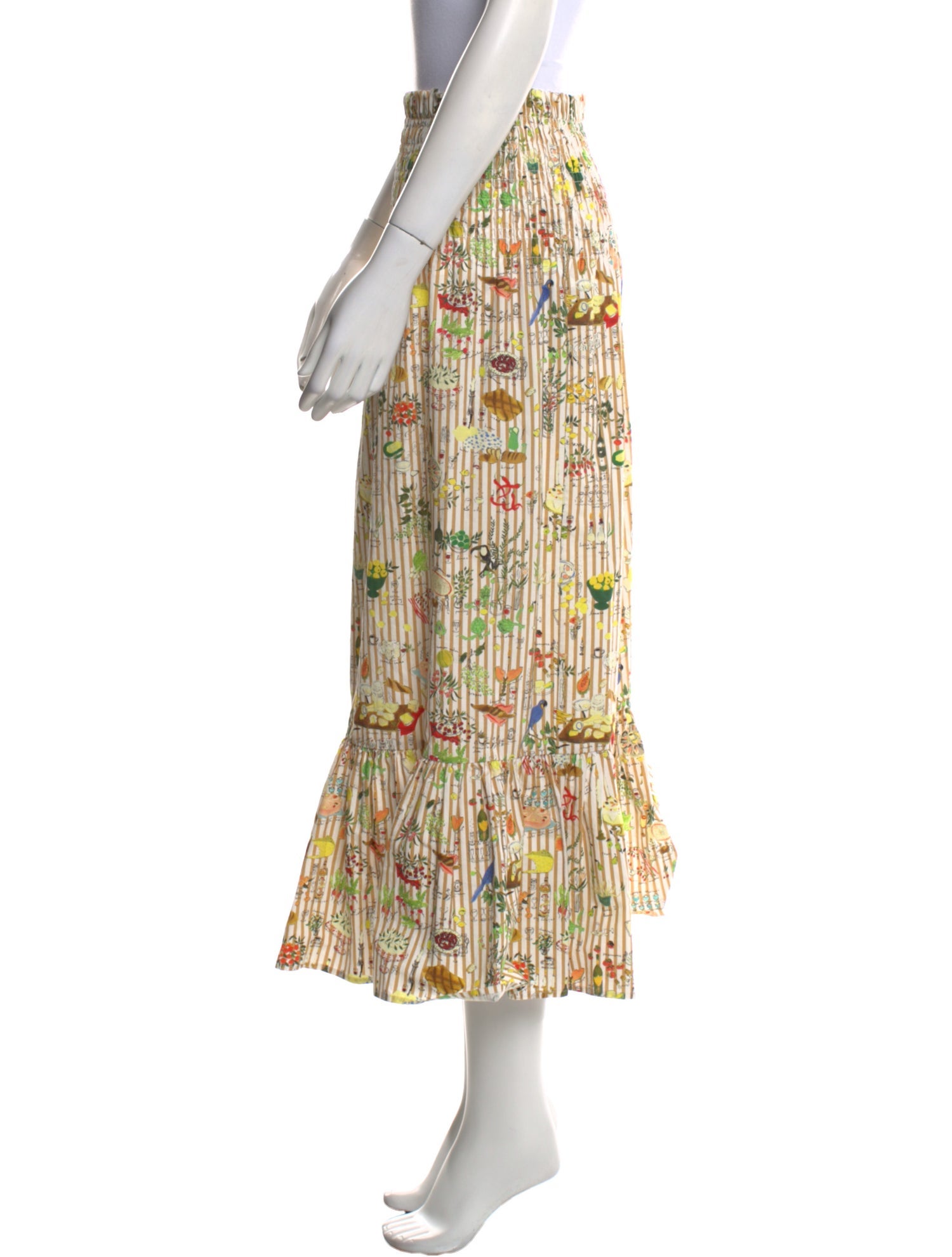 RHODE Printed Midi Length Skirt