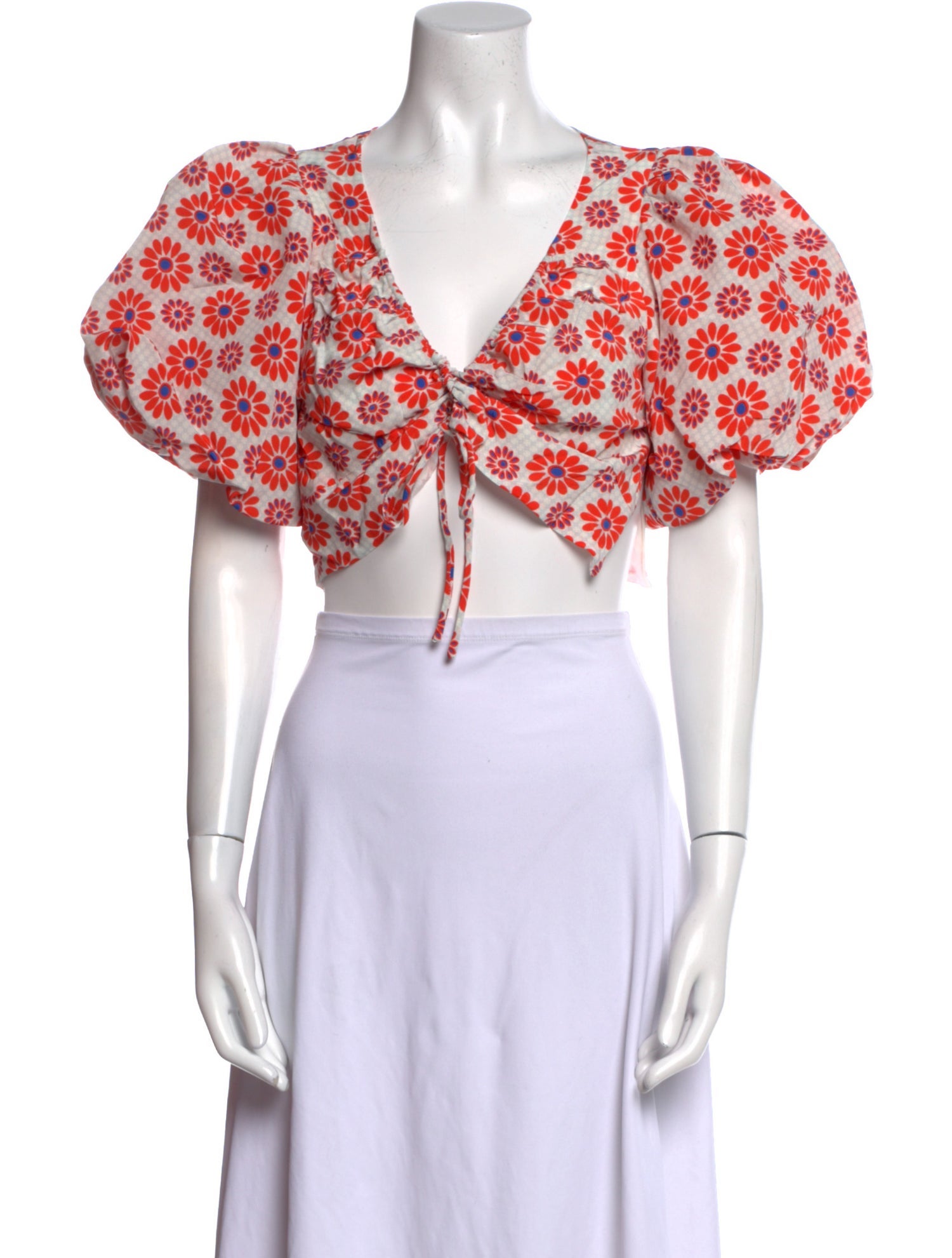 RHODE Floral Print V-Neck Crop Top