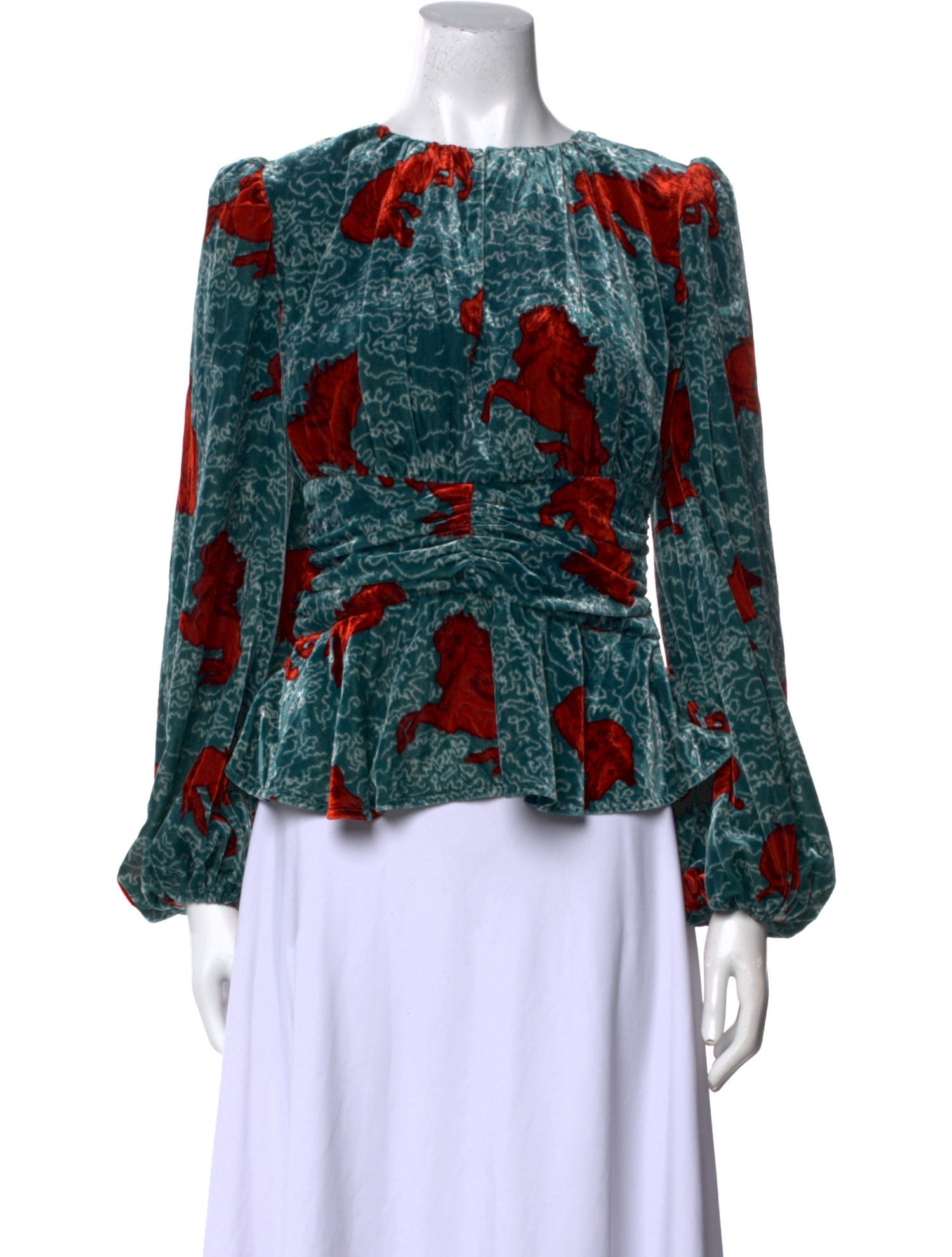 RHODE Floral Print Bateau Neckline Blouse