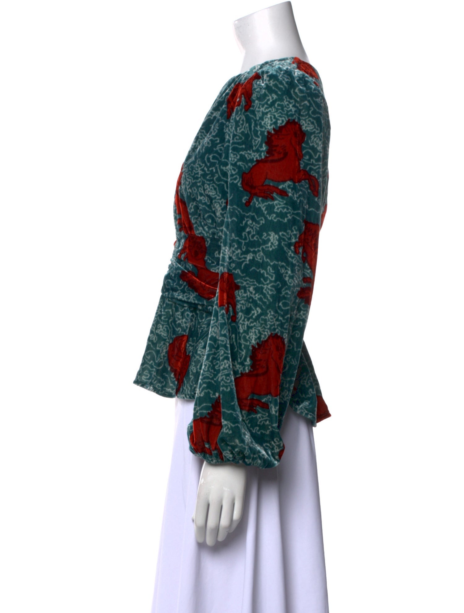 RHODE Floral Print Bateau Neckline Blouse