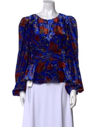 RHODE Floral Print Scoop Neck Blouse