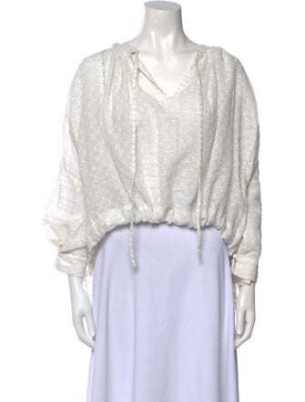 RHODE V-Neck Three-Quarter Sleeve Crop Top