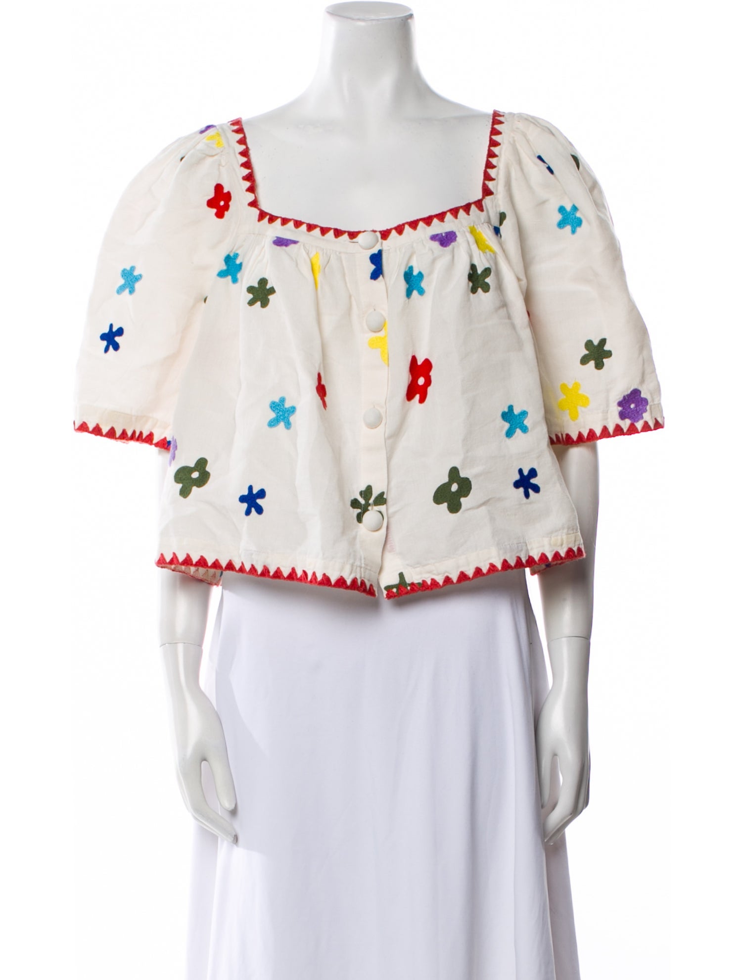 RHODE Floral Print Square Neckline Crop Top