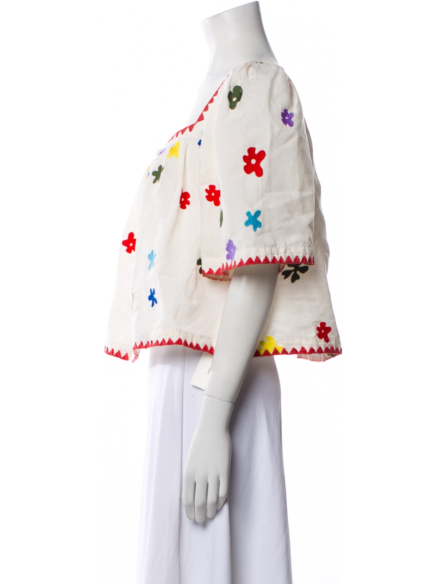 RHODE Floral Print Square Neckline Crop Top