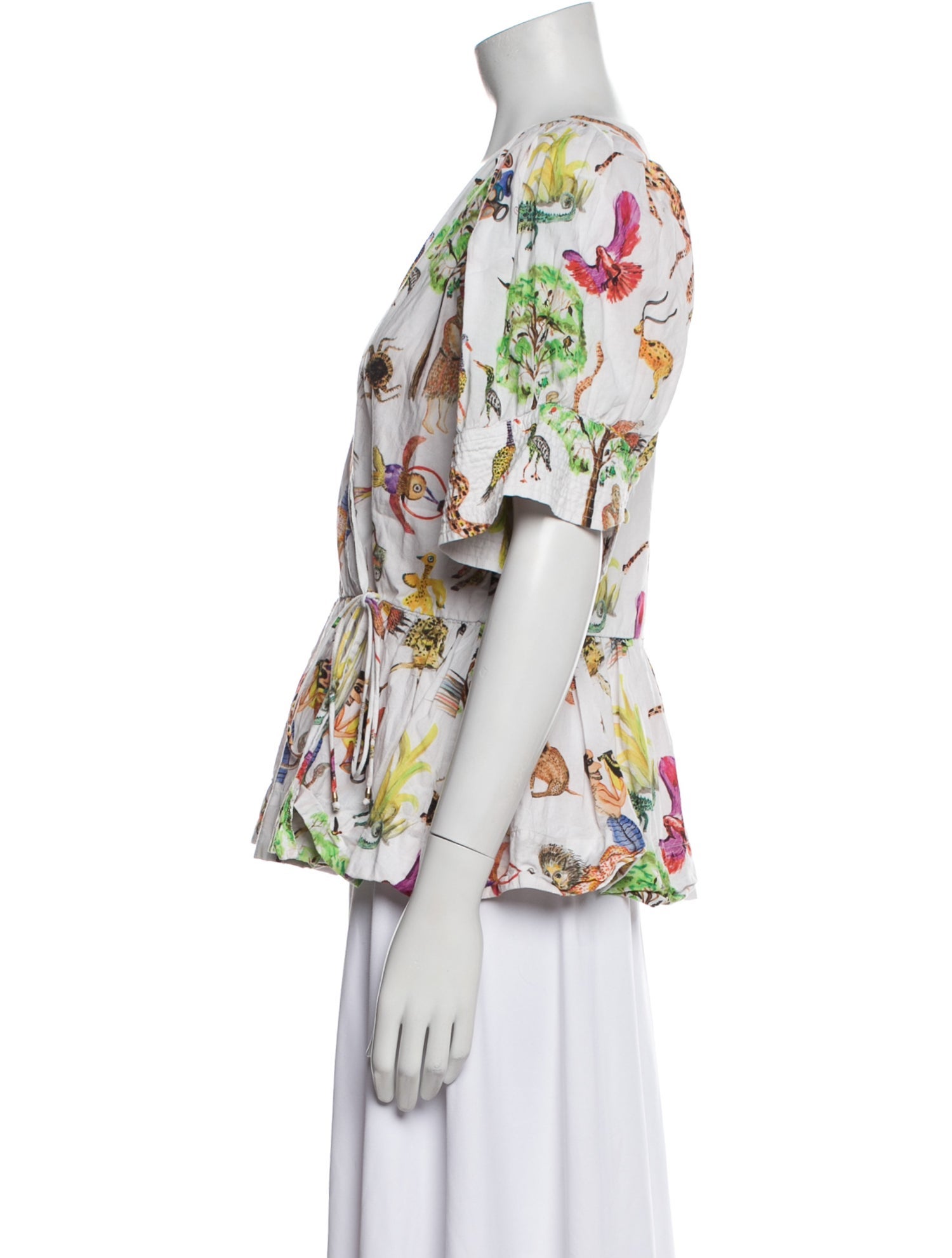 RHODE Floral Print V-Neck Blouse