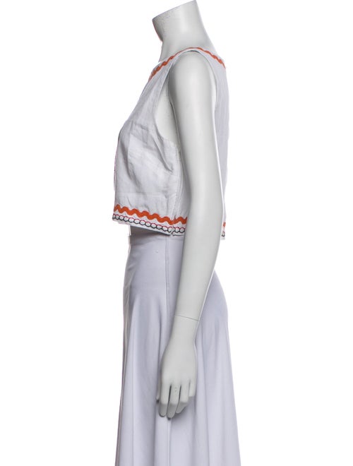 RHODE Graphic Print Bateau Neckline Crop Top