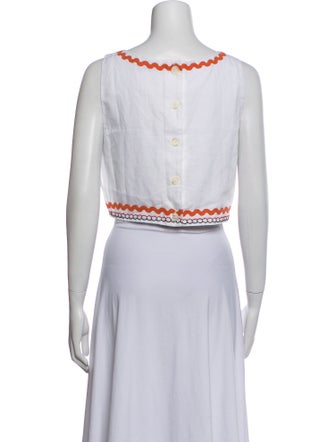 RHODE Graphic Print Bateau Neckline Crop Top