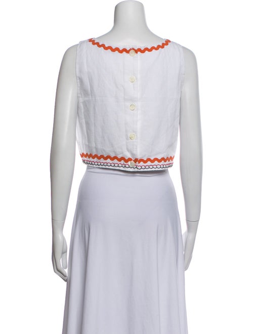 RHODE Graphic Print Bateau Neckline Crop Top