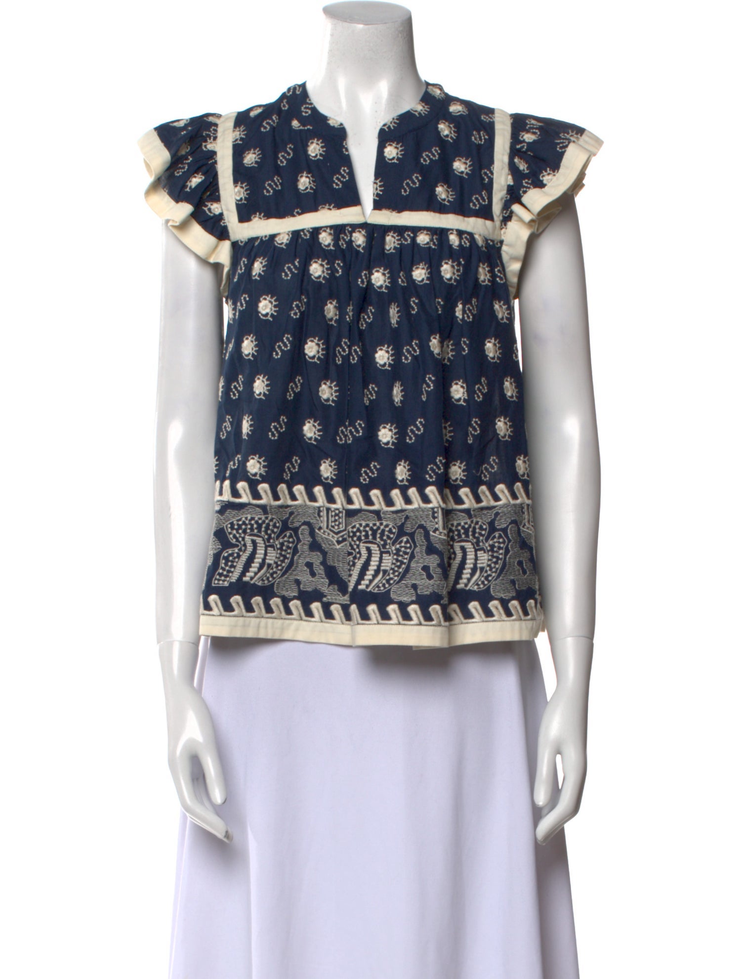 RHODE Printed V-Neck Top