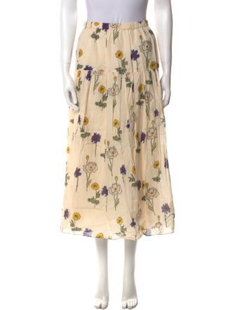 RHODE Floral Print Midi Length Skirt