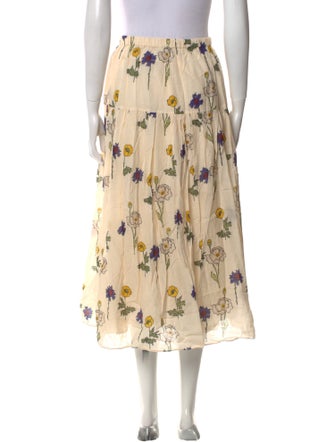 RHODE Floral Print Midi Length Skirt