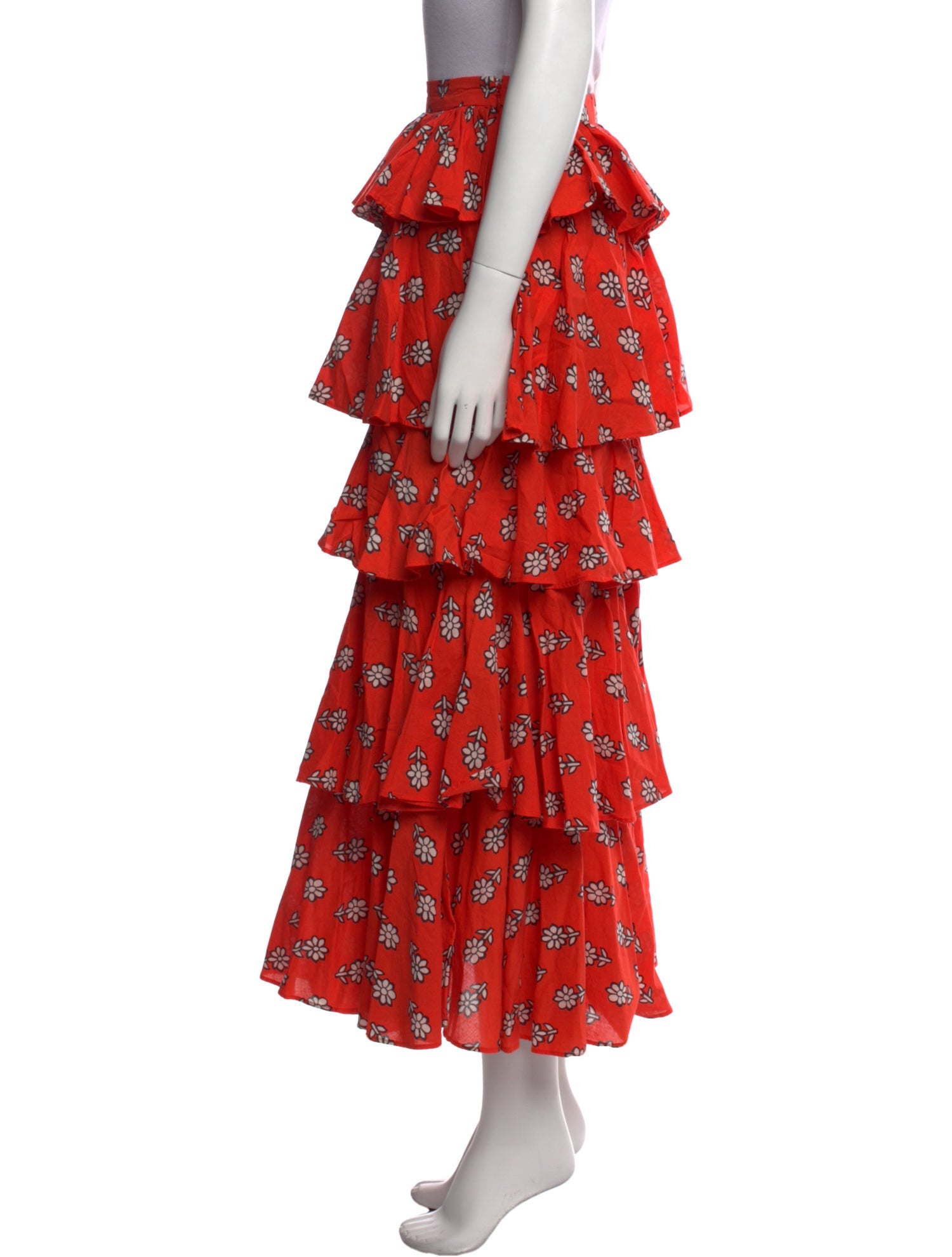 RHODE Floral Print Midi Length Skirt