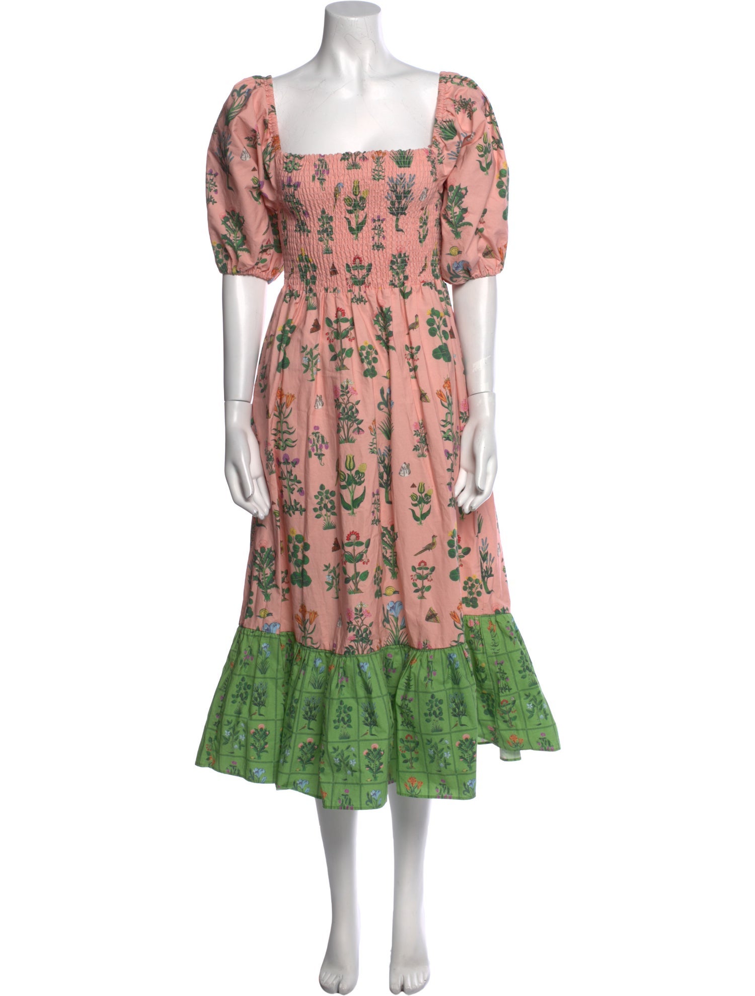 RHODE Floral Print Midi Length Dress