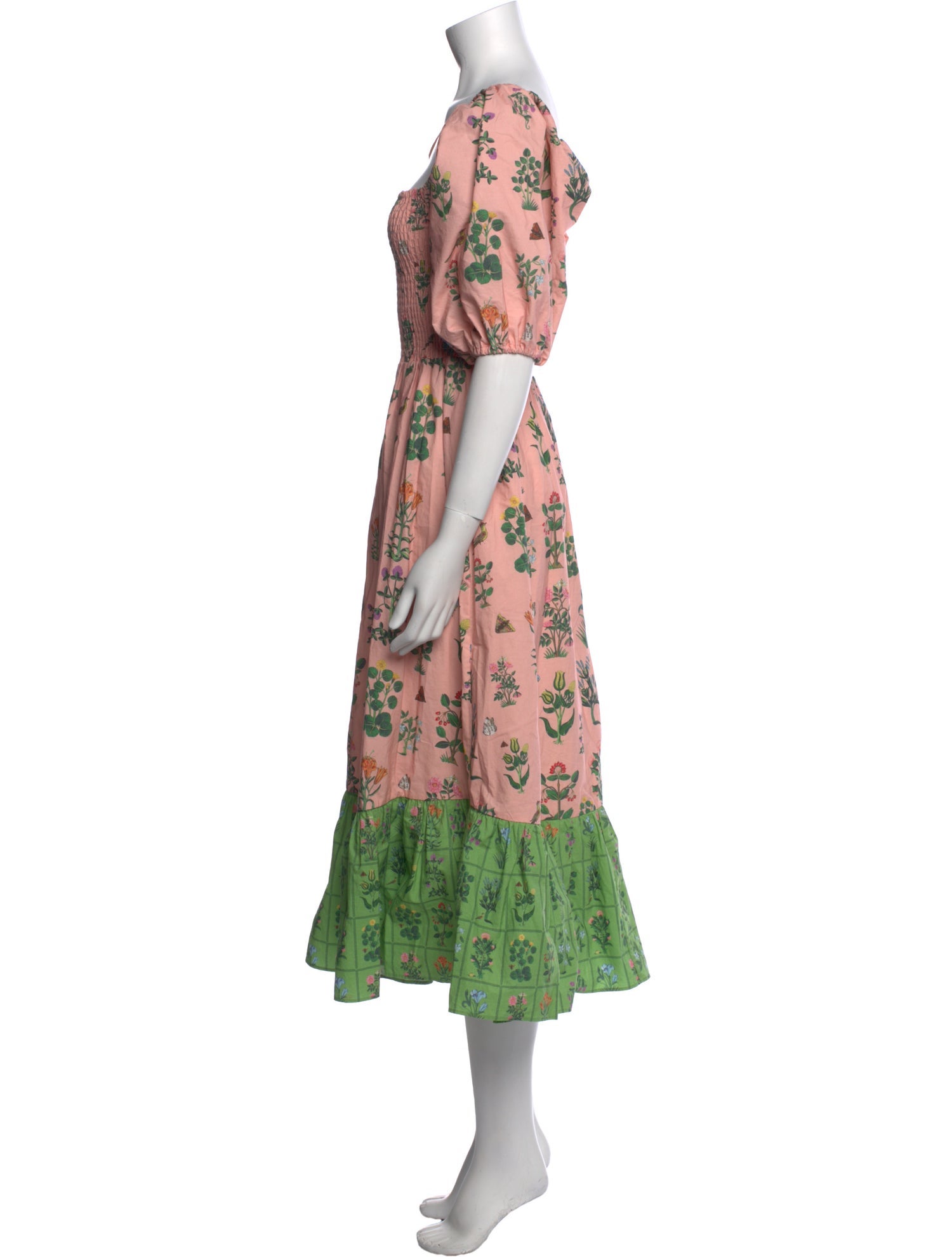 RHODE Floral Print Midi Length Dress