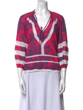 RHODE Printed V-Neck Blouse