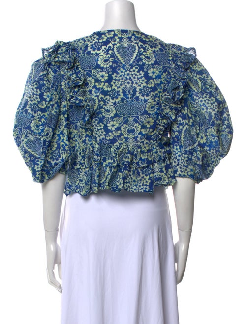 RHODE Floral Print V-Neck Crop Top