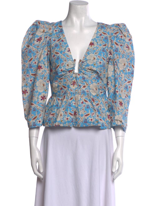 RHODE Floral Print V-Neck Crop Top