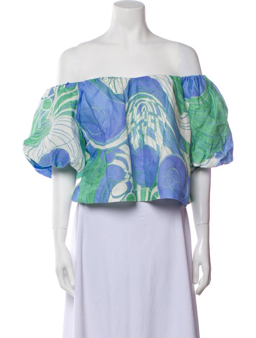 RHODE Linen Printed Crop Top