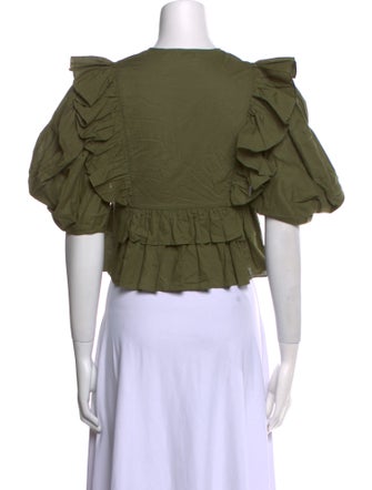 RHODE V-Neck Short Sleeve Crop Top