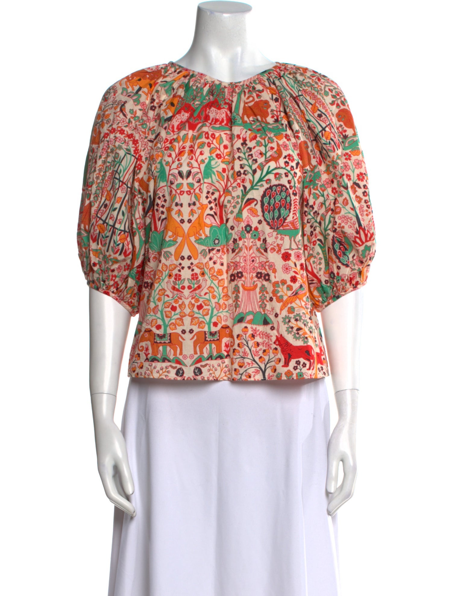 RHODE Printed Bateau Neckline Blouse