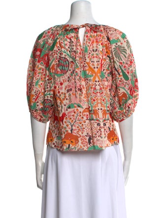 RHODE Printed Bateau Neckline Blouse