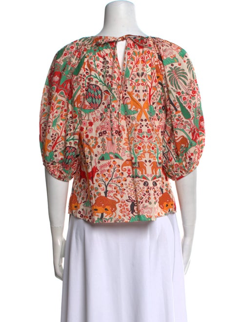 RHODE Printed Bateau Neckline Blouse