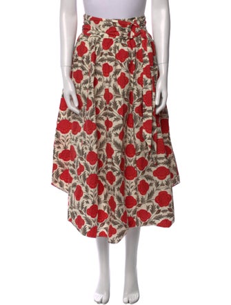 RHODE Floral Print Midi Length Skirt