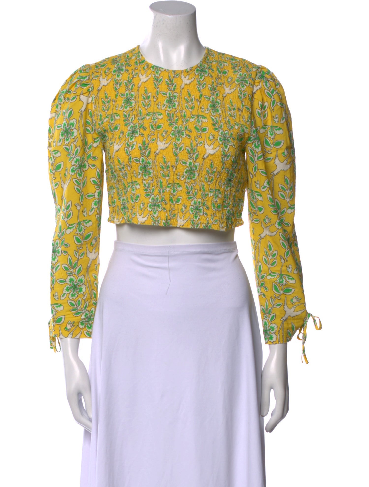 RHODE Floral Print Crew Neck Crop Top