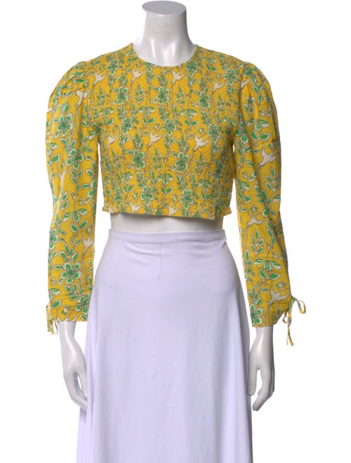 RHODE Floral Print Crew Neck Crop Top