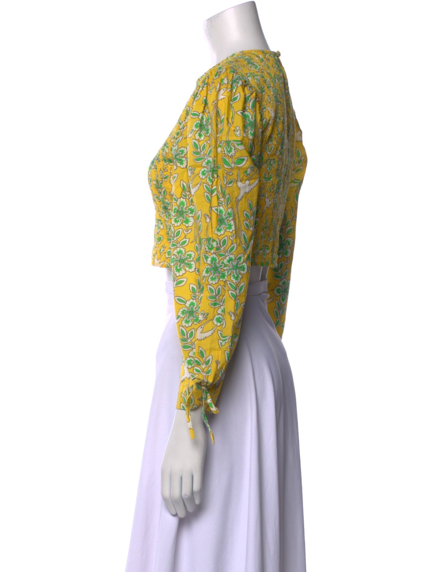 RHODE Floral Print Crew Neck Crop Top